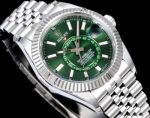 AR Factory Rolex Sky-dweller 42*14.5mm 316L Steel Jubilee Stainless Bracelet 9002 Movement Green Face Watch